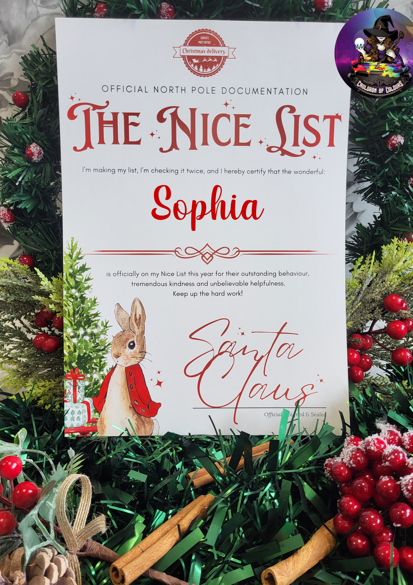 The Nice List (Red), Christmas Certificate