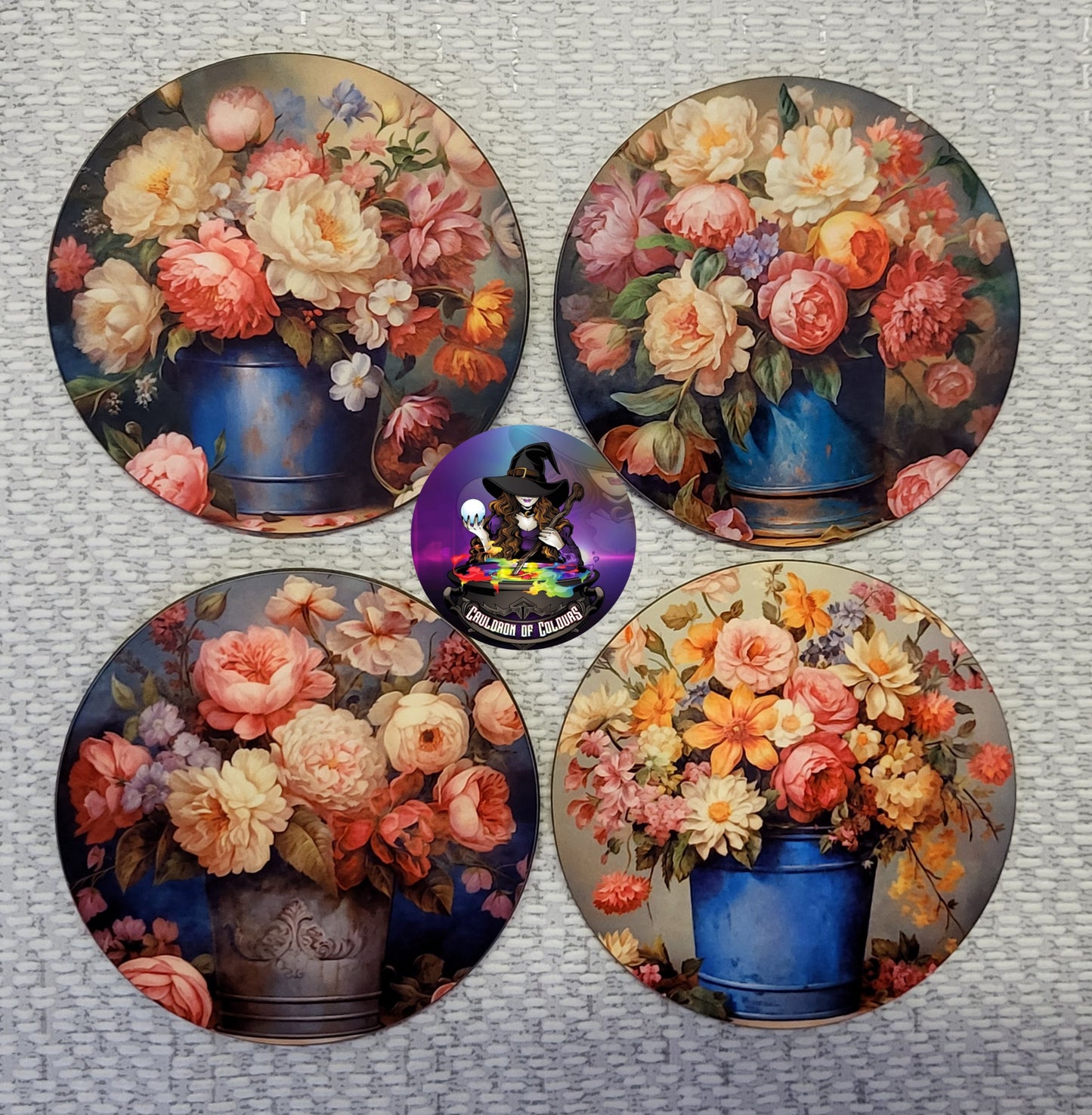 Buckets of Flowers, Set of 4 Coasters