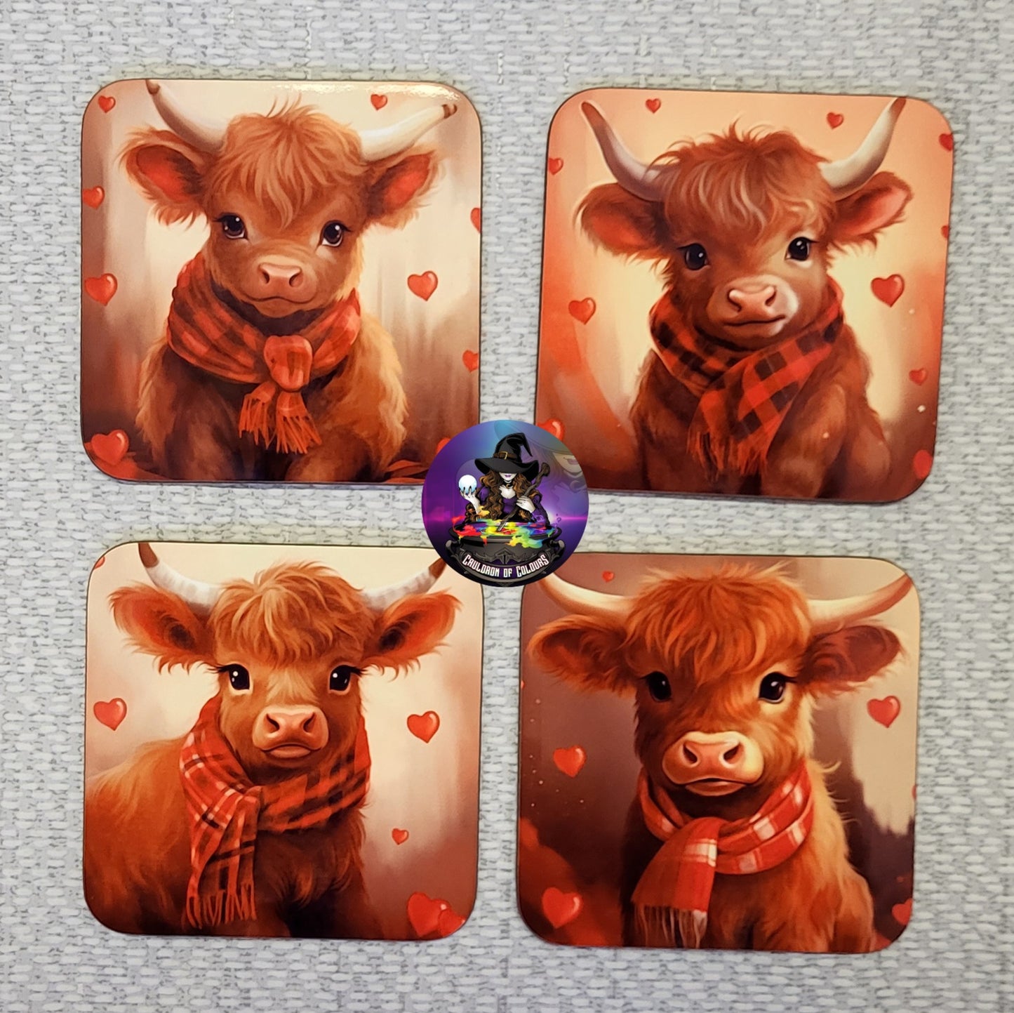 Set of 4 Coasters - Highland Cow