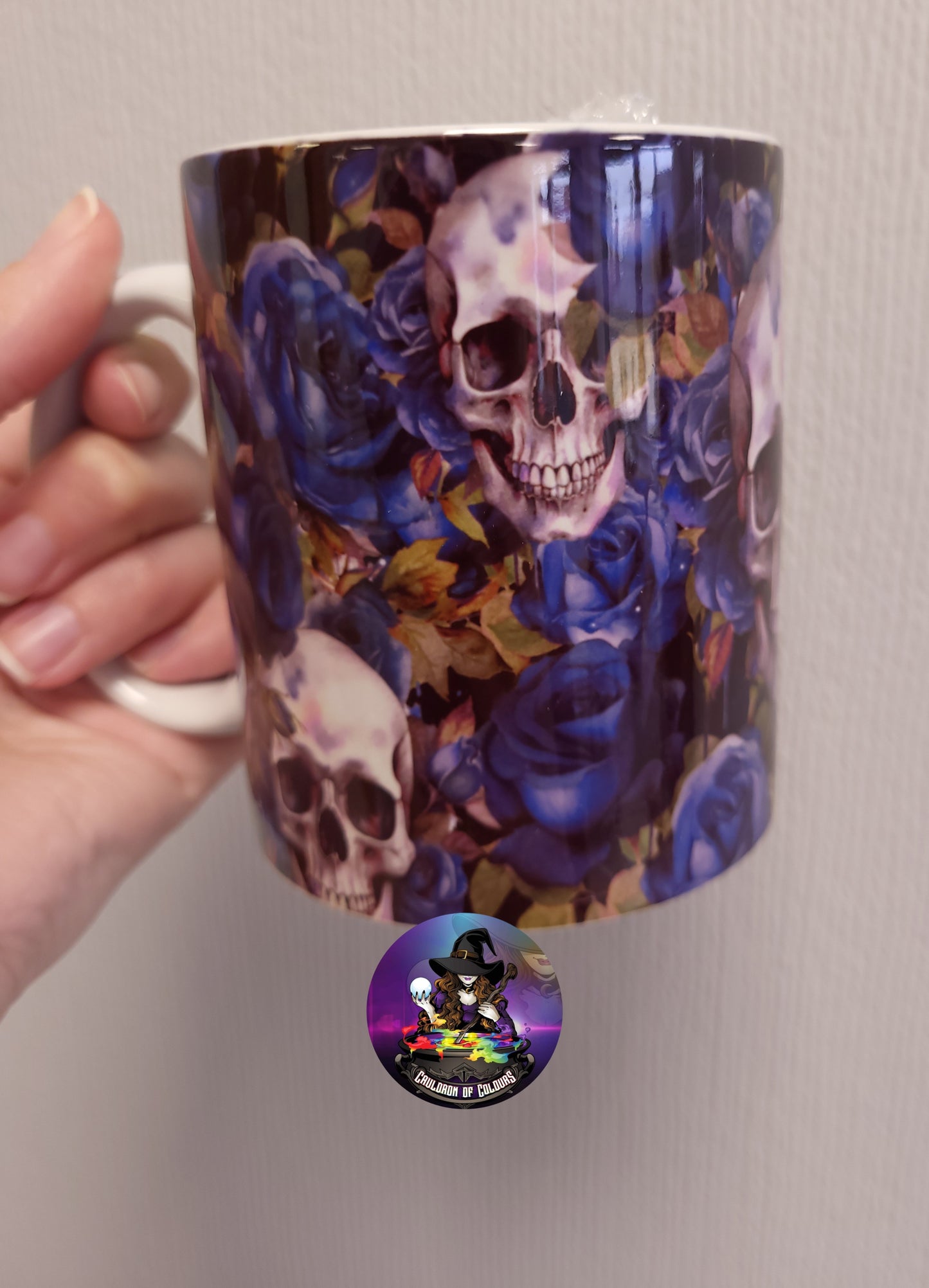 Skull & Blue Roses Mug