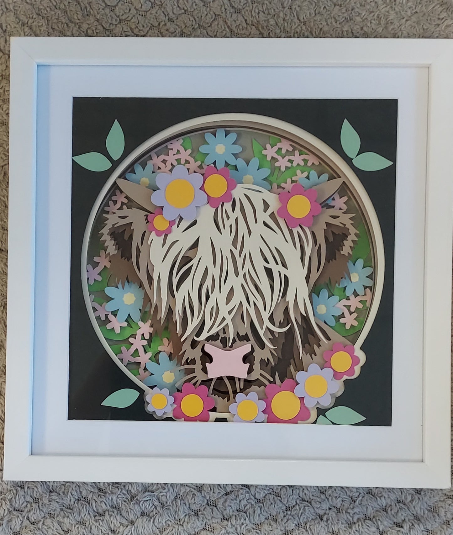 Highland cow Shadow Box