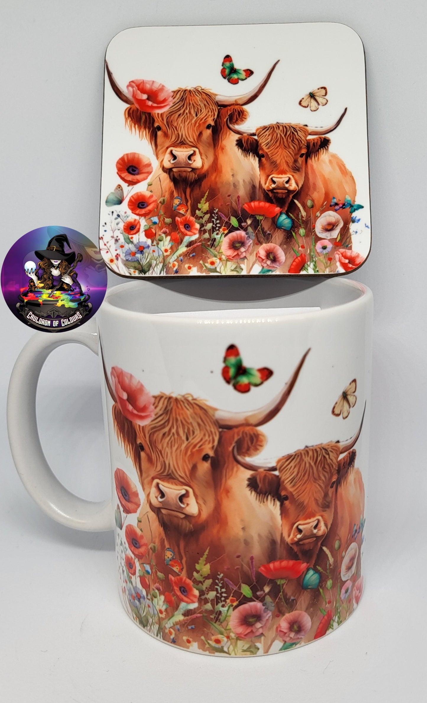 Highland Cow Mug, Coaster, Set options available