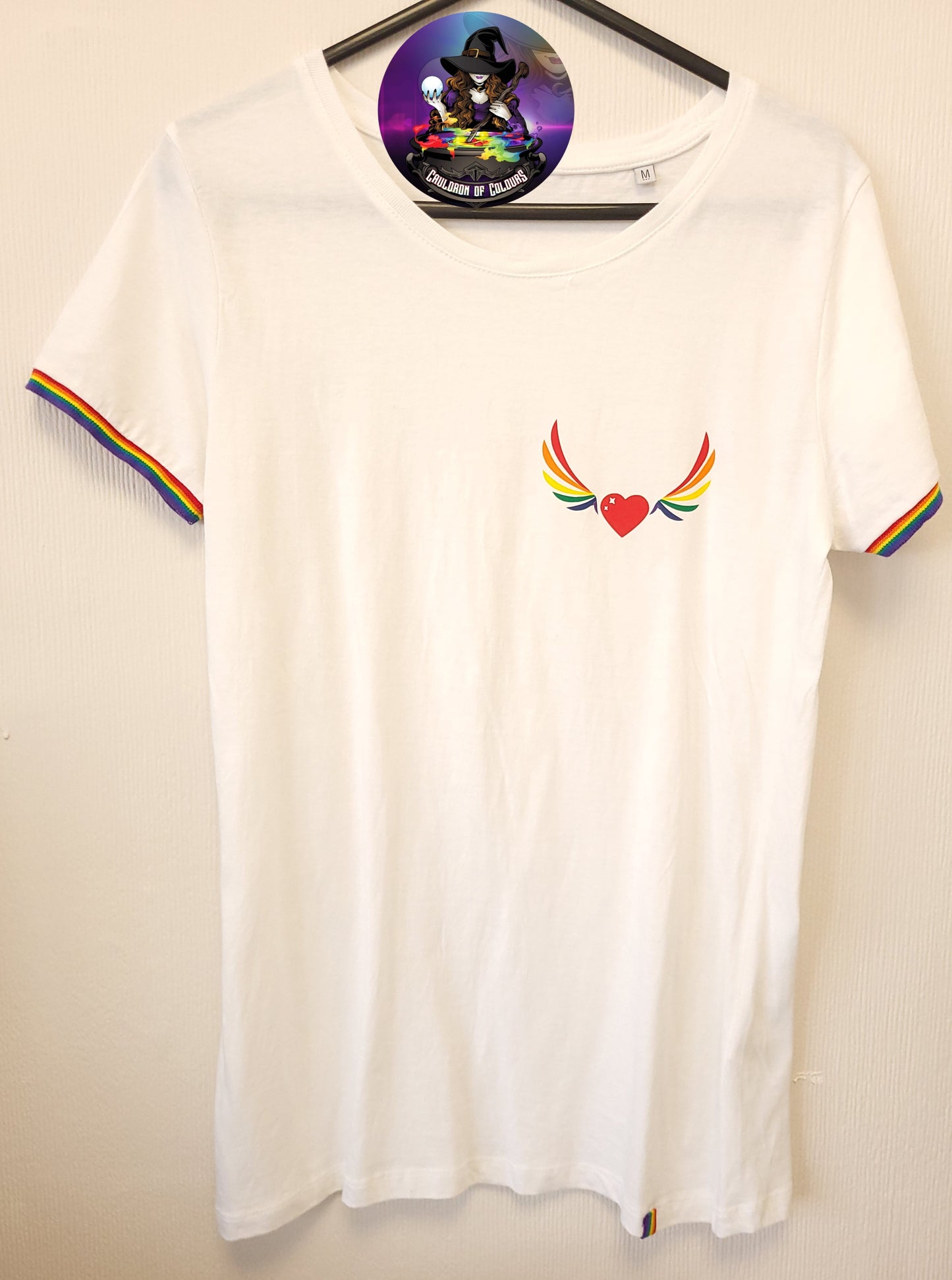 Rainbow T-shirt Pride, size Medium (Womens), White Shirt