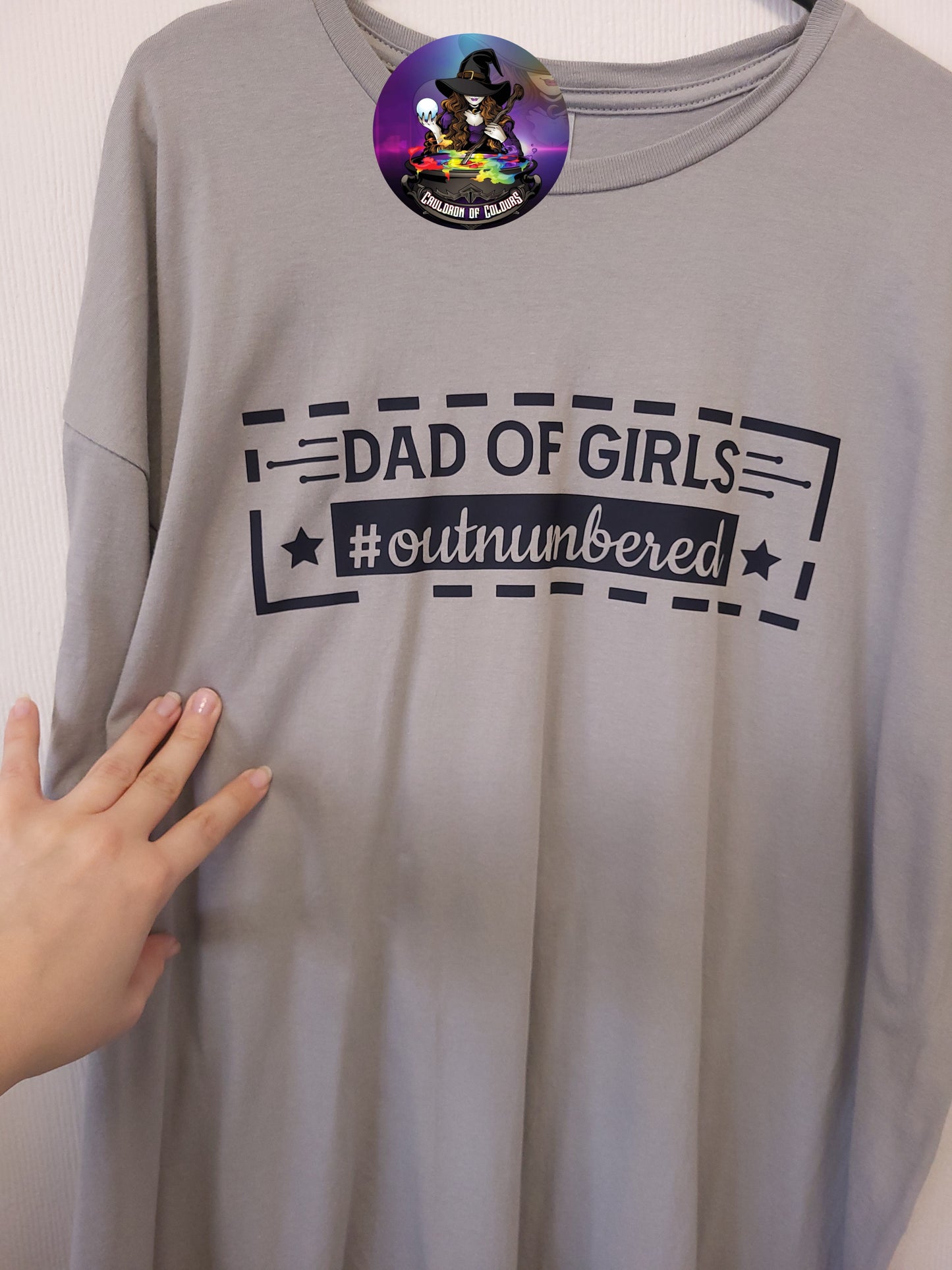 Fathers Day T-Shirt, Dad of Girls Outnumbered, Size 2XL softstyle