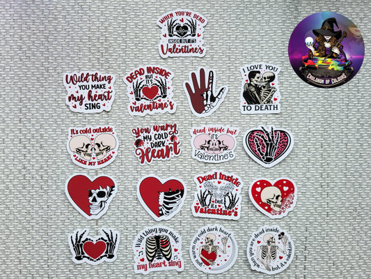 Skeleton Valentine Stickers 4.5cm