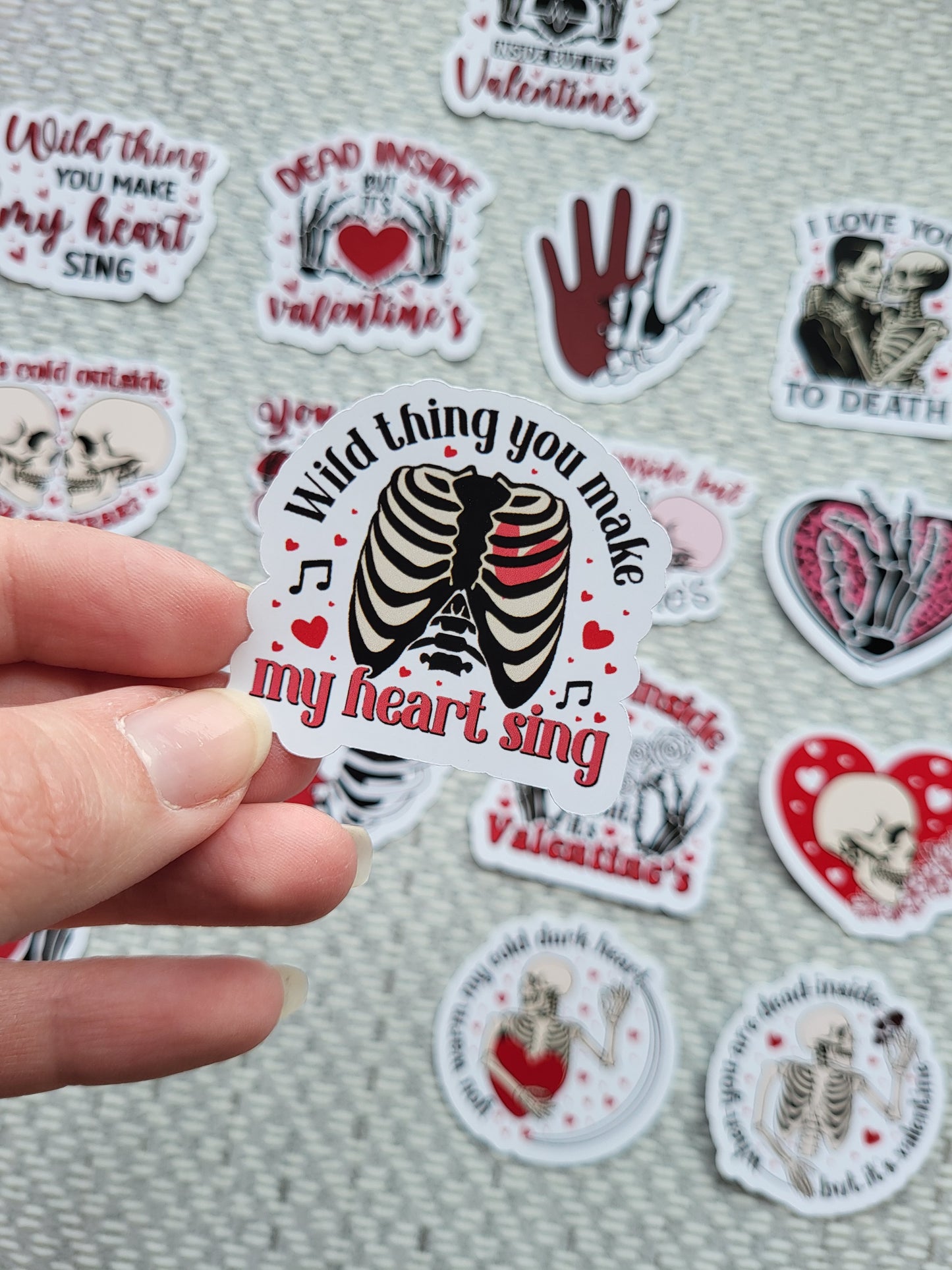 Skeleton Valentine Stickers 4.5cm