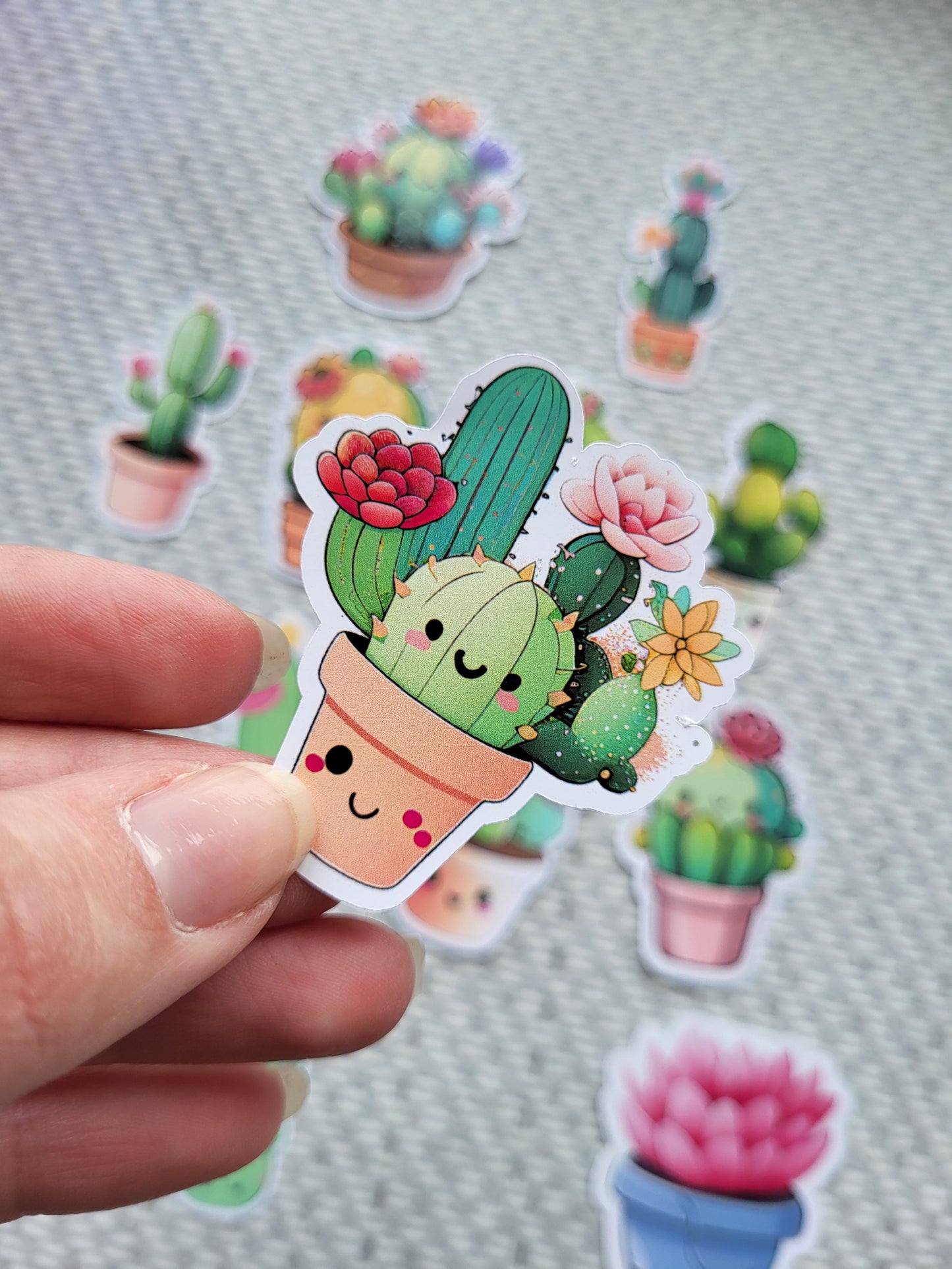 Kawaii Cactus Sticker set (5cm)