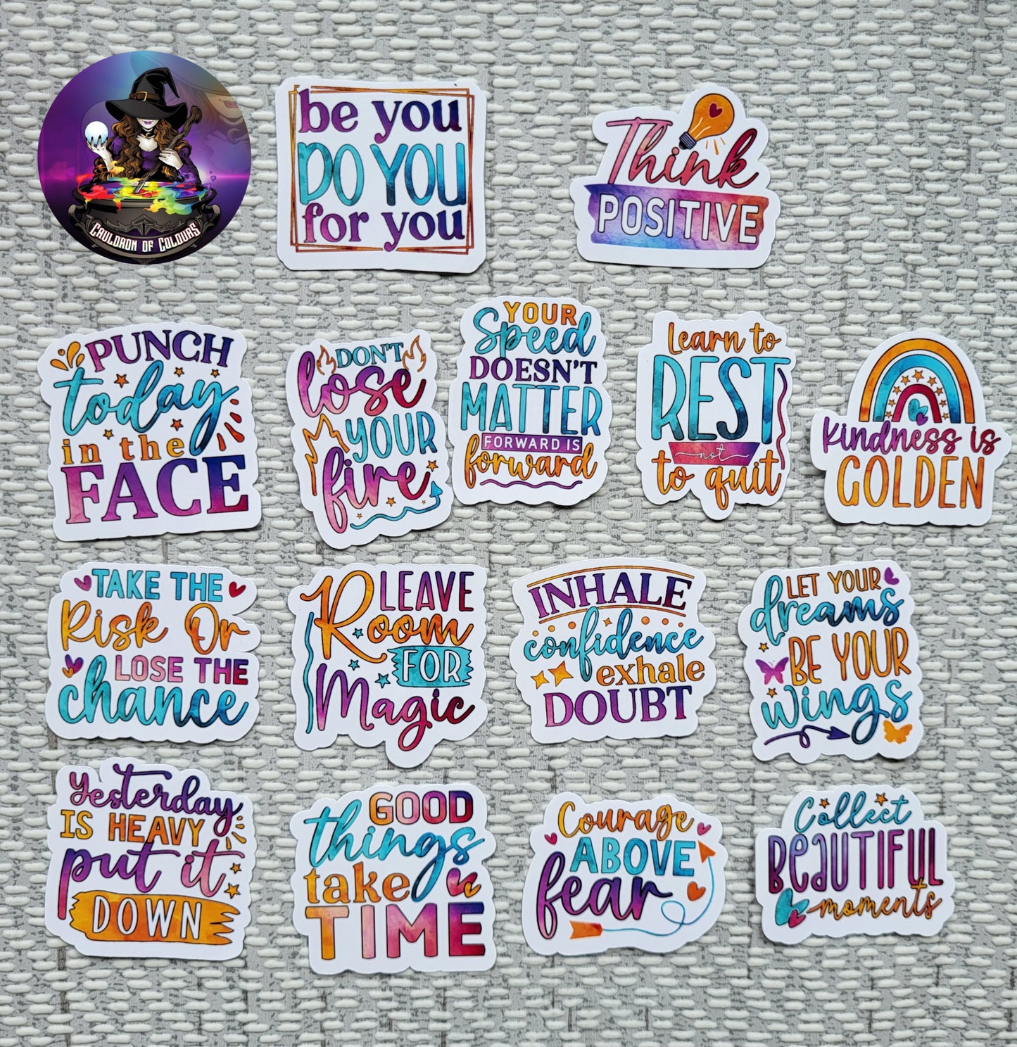 Motivational Quote Stickers (4cm)