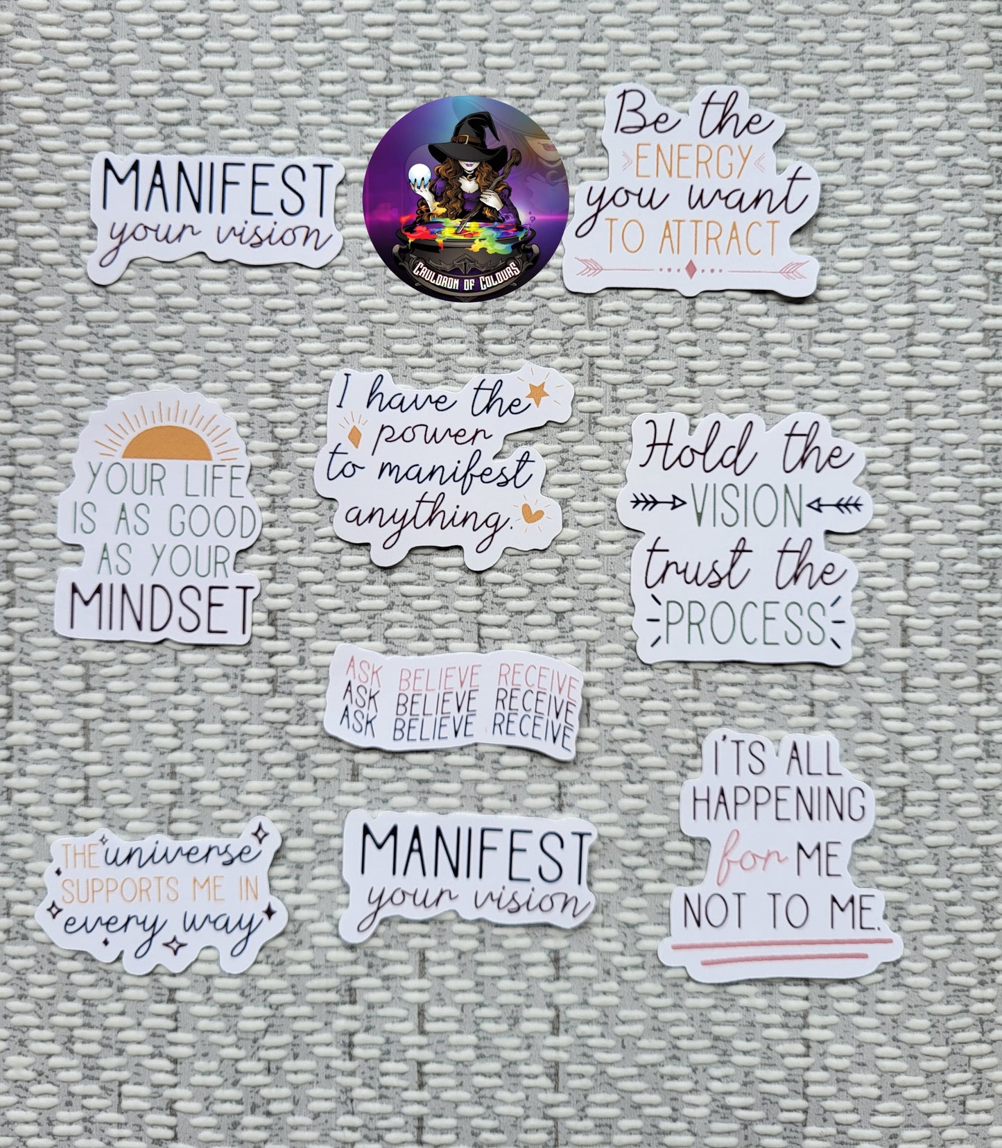 Manifest Quote Stickers (4cm)