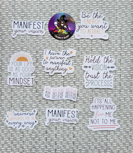 Manifest Quote Stickers (4cm)