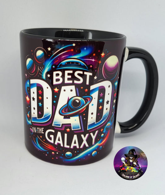 Best Dad in the galaxy mug, with black insert and handle