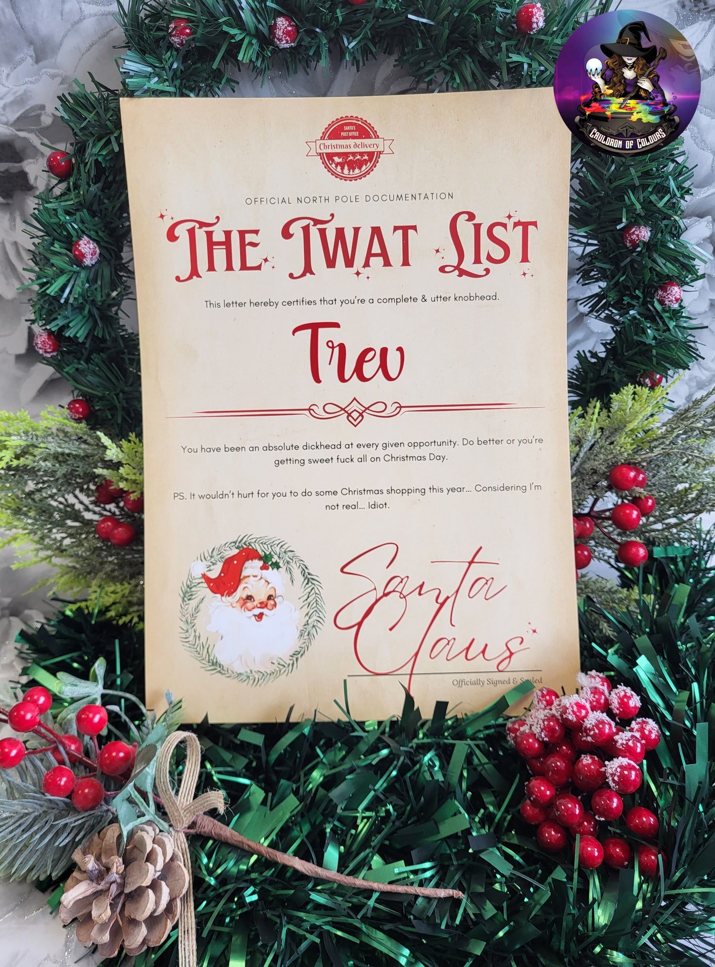 The Tw*t List Christmas Certificate (18+ due to mature language)