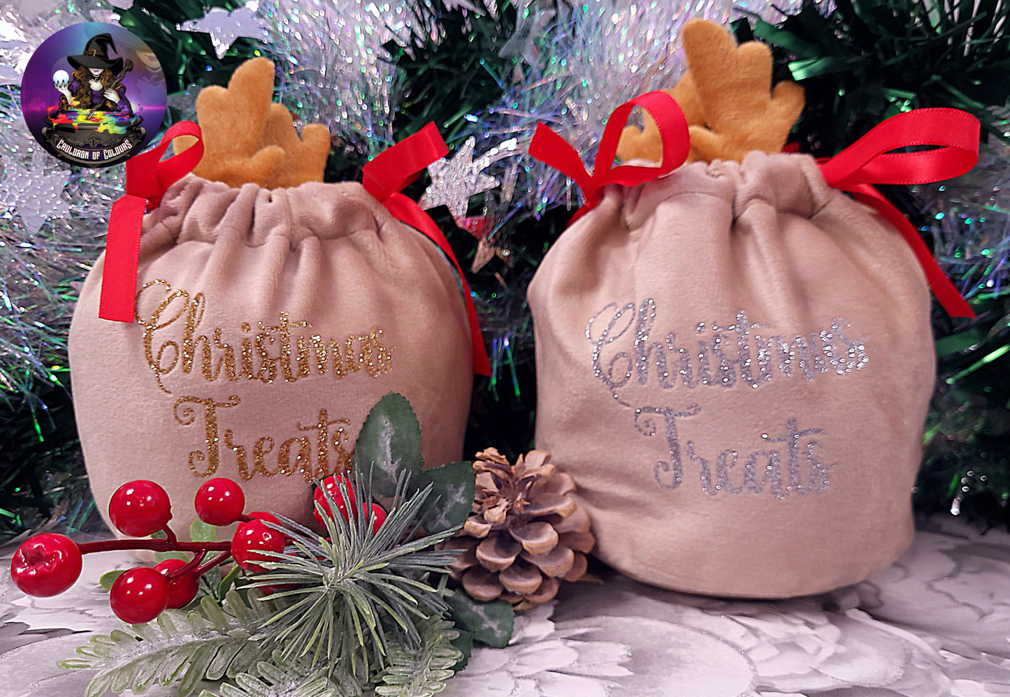 Velvet Reindeer Christmas Treats Bag