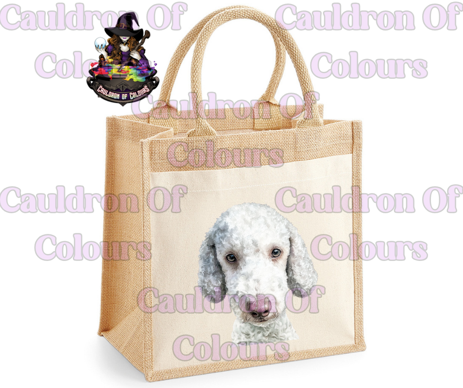 Bedlington Terrier Jute Tote Bag