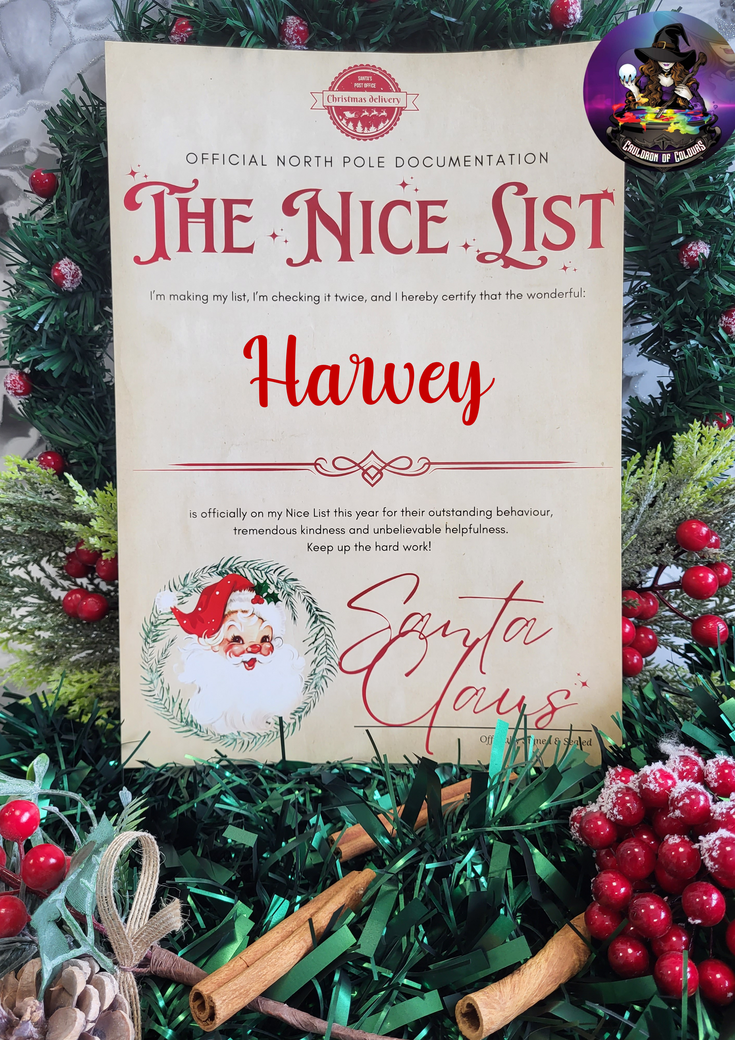 The Nice List (Red), Christmas Certificate