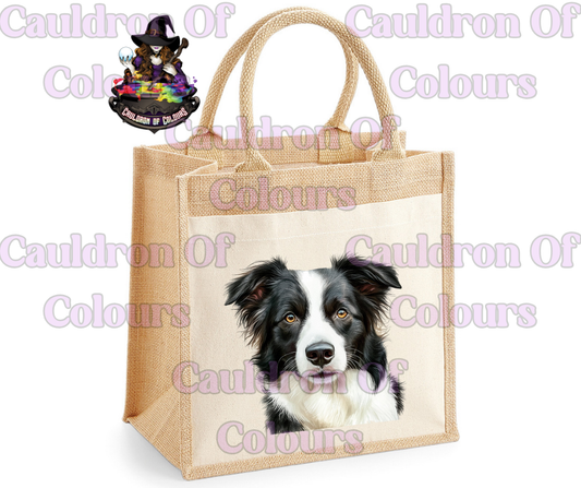Border Collie Jute Bag