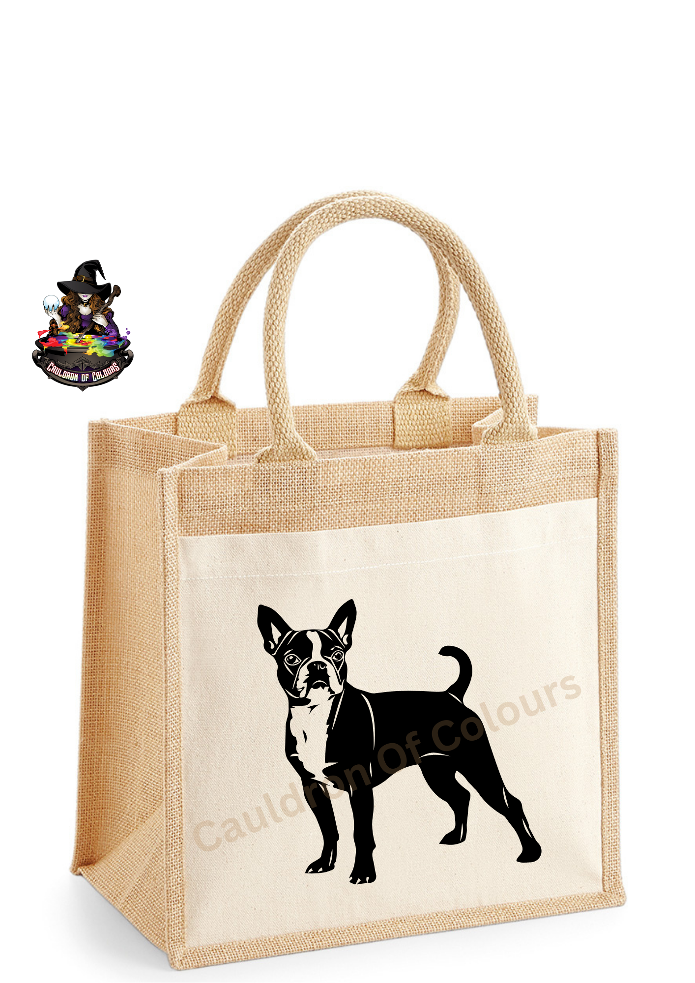 Boston Terrier Jute Tote Bag