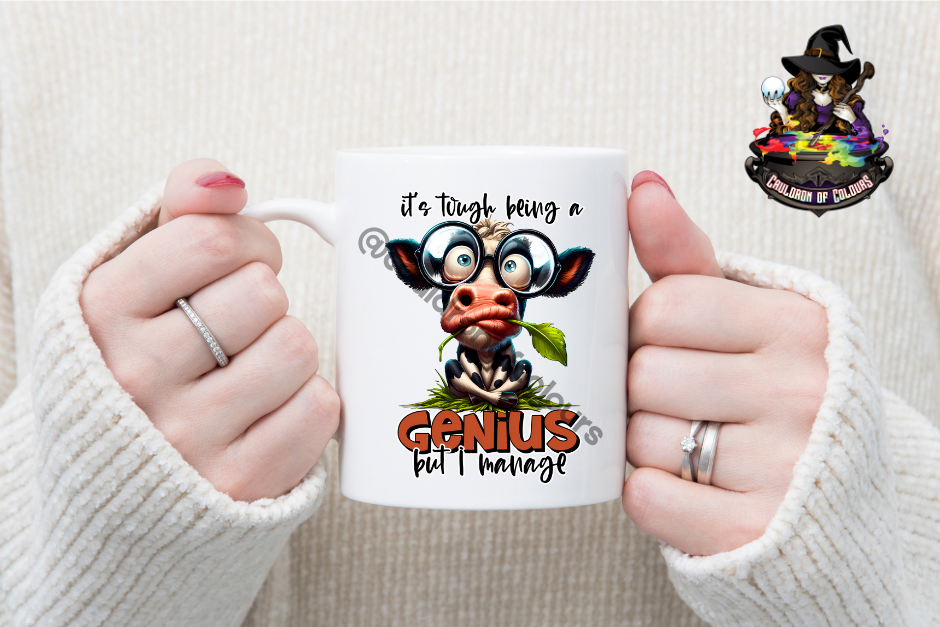 It's tough being a genius, but I manage, 11oz Glossy Mug