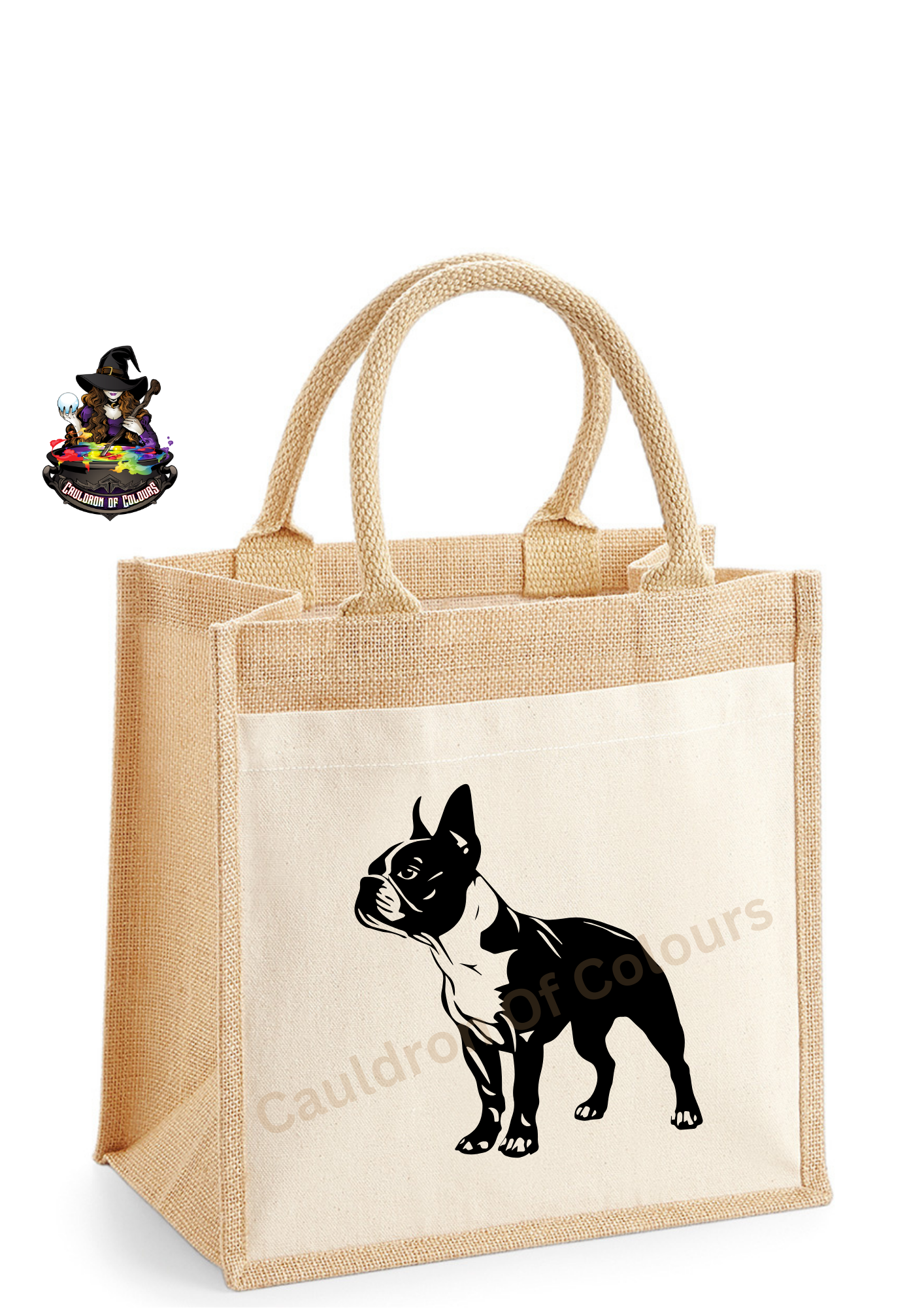 Boston Terrier Jute Tote Bag