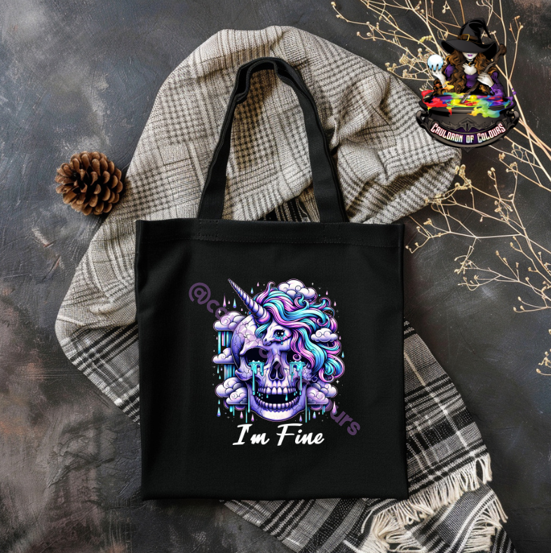 I'm Fine, Black Tote Bag