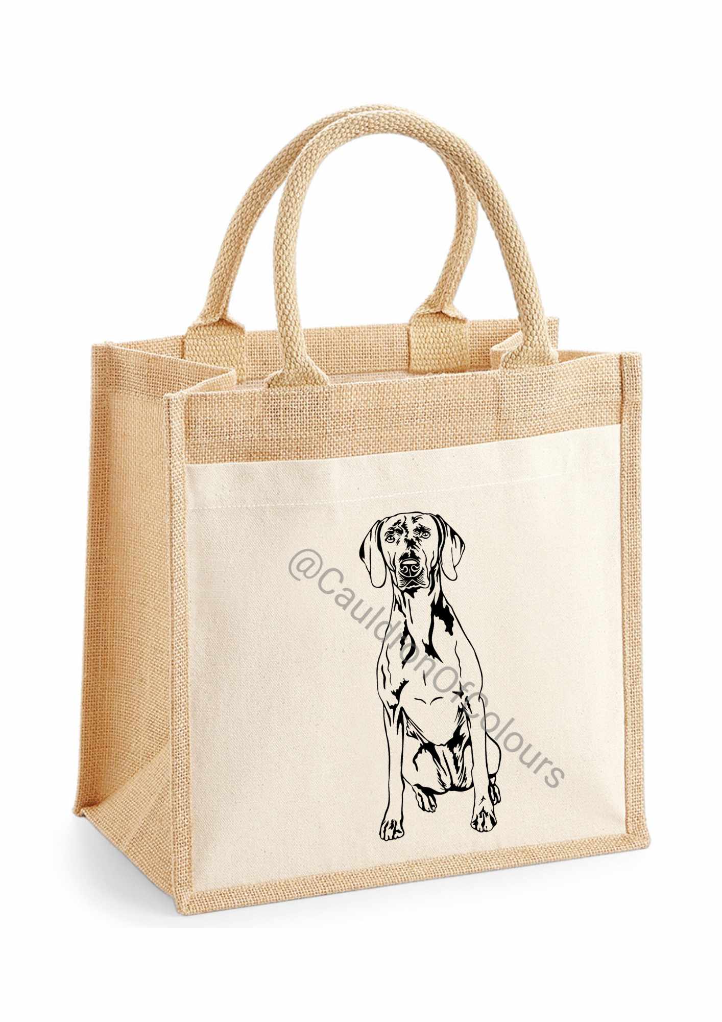 Weimaraner Jute Tote Bag