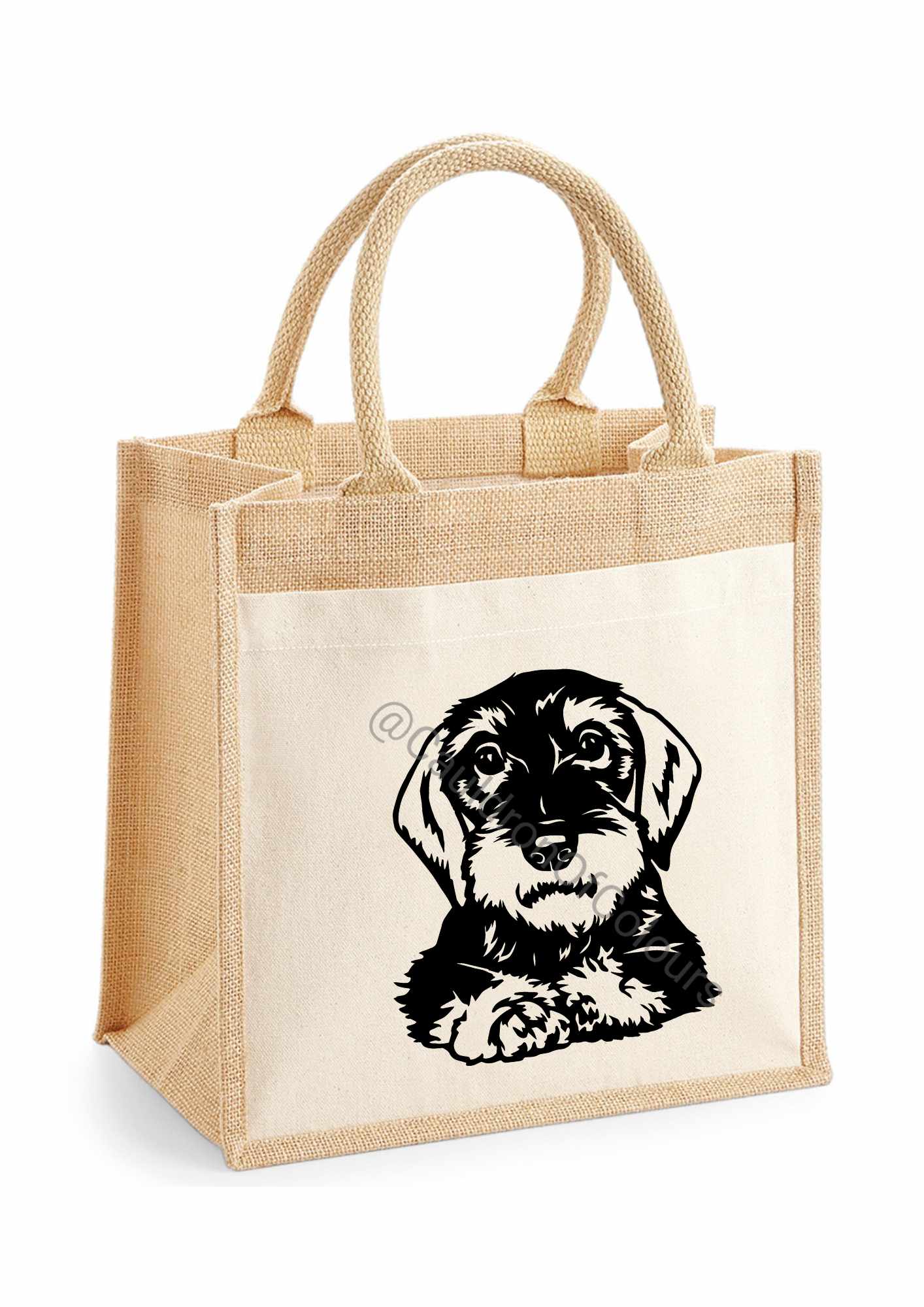 Wire Haired Dachshund Jute Tote Bag