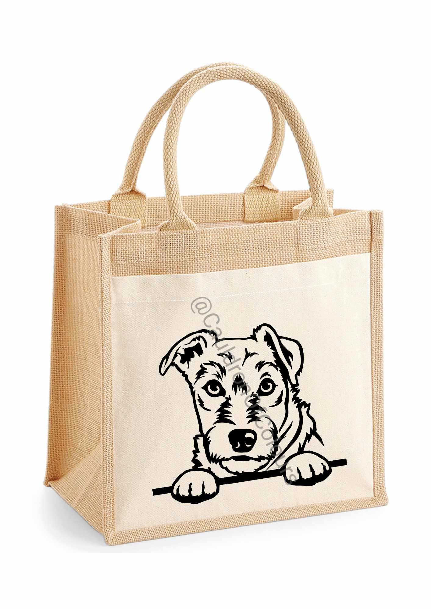 Patterdale Terrier Jute Tote Bag