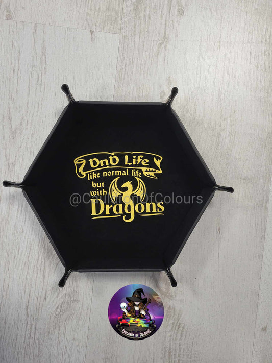 D&D Life, Portable D&D Dice Tray, Lightweight Foldable