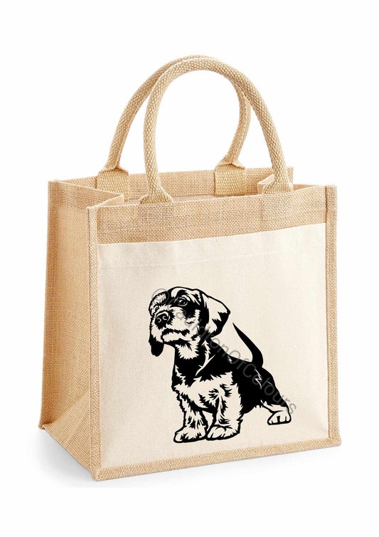 Wire Haired Dachshund Jute Tote Bag