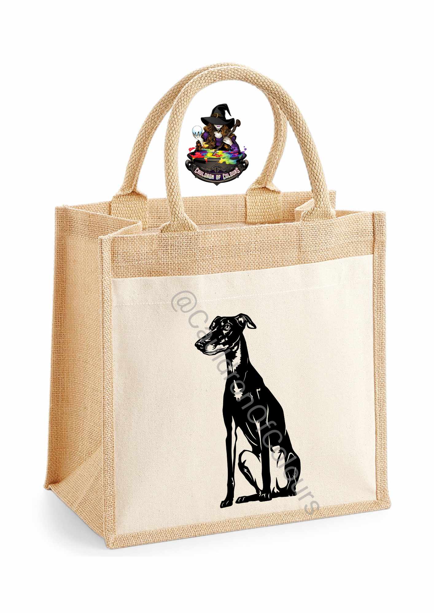 Greyhound Jute Tote Bag