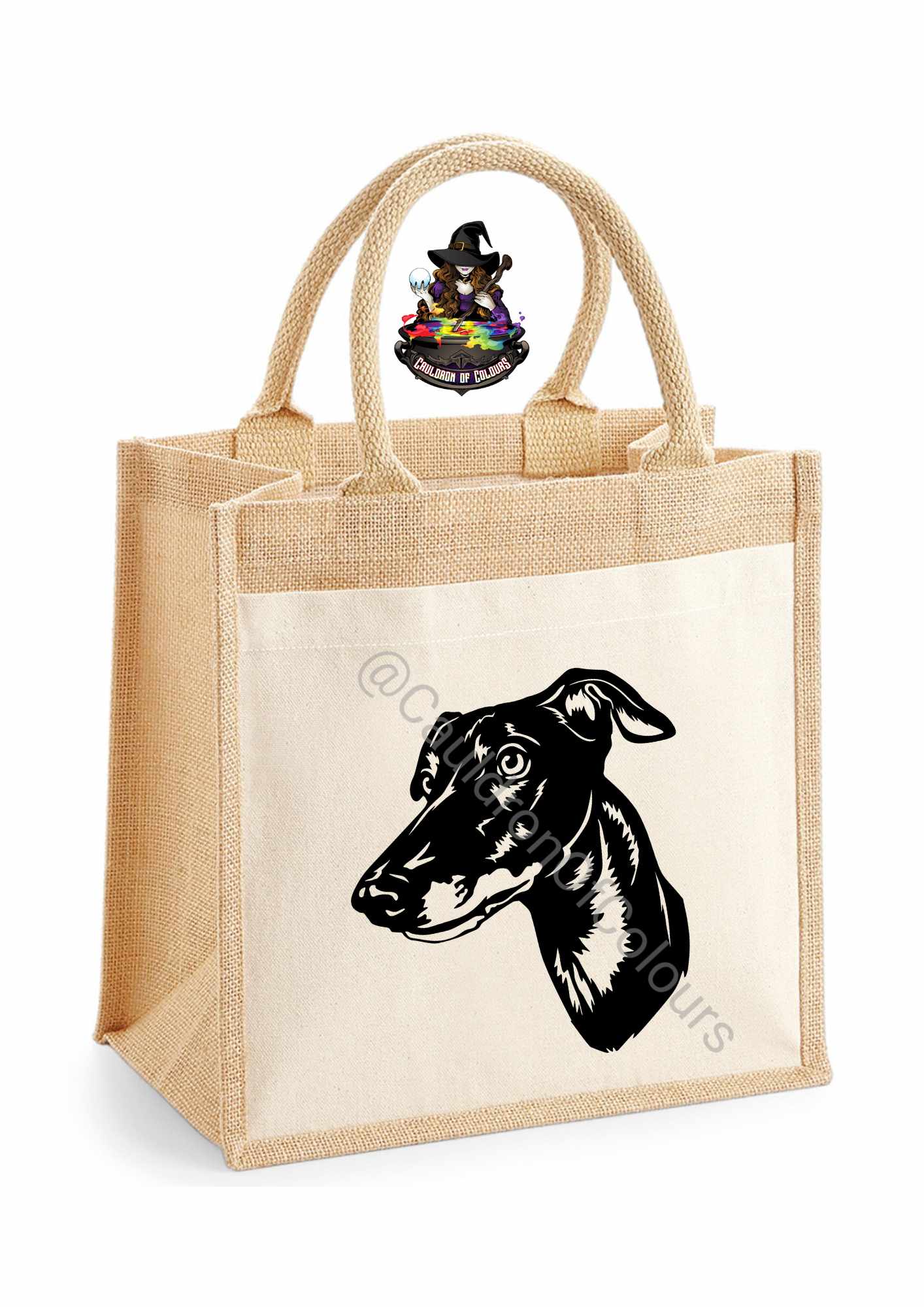 Greyhound Jute Tote Bag