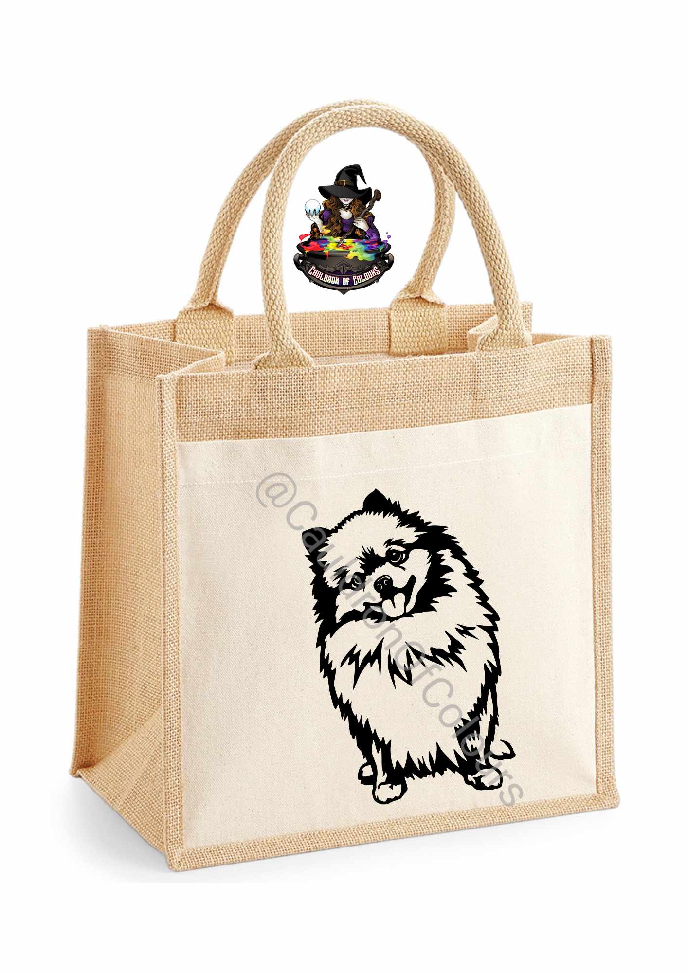 Pomeranian Jute Tote Bag