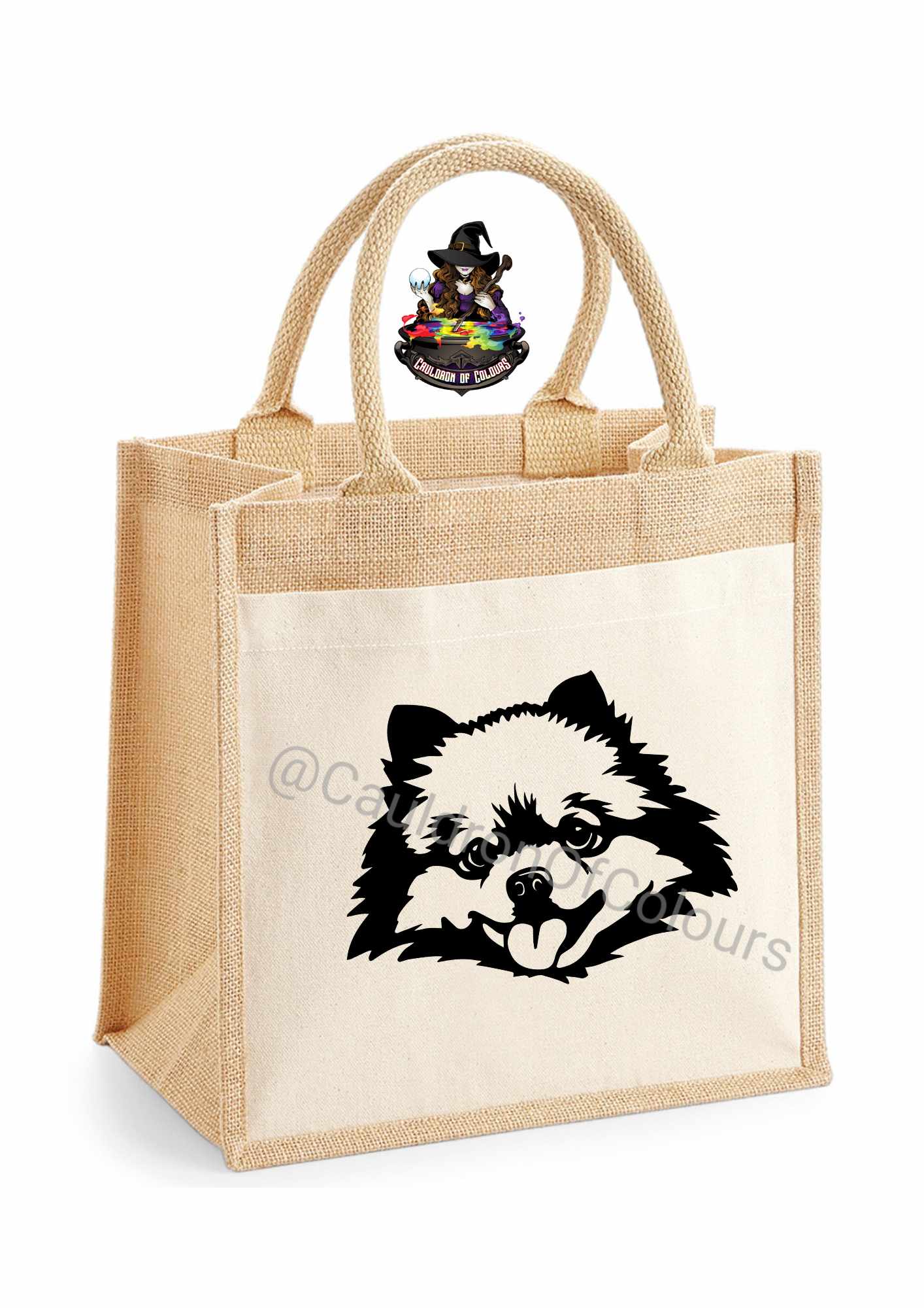 Pomeranian Jute Tote Bag