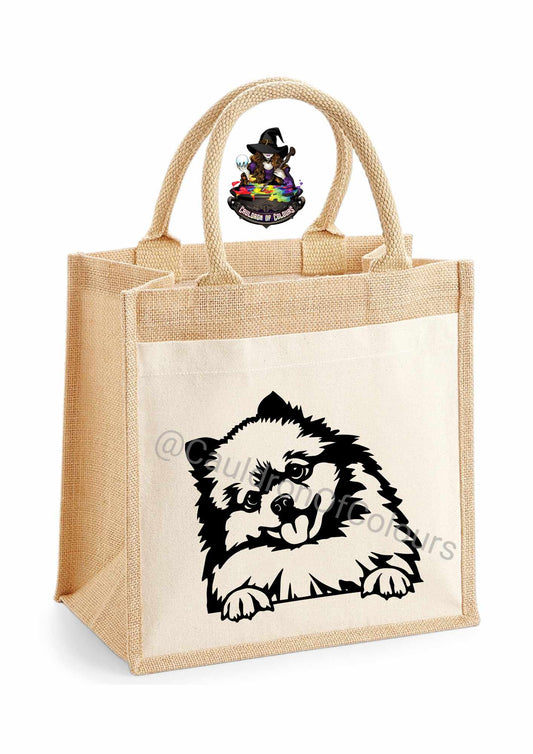 Pomeranian Jute Tote Bag