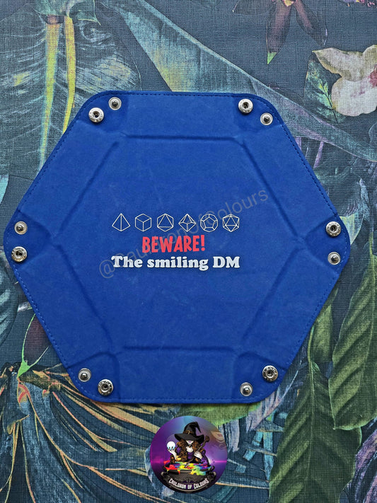 Beware the smiling GM, Portable D&D Dice Tray, Lightweight Foldable