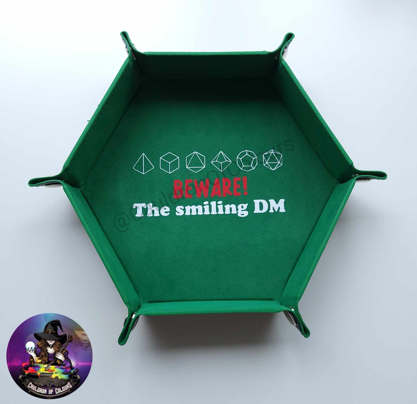 Beware the smiling GM, Portable D&D Dice Tray, Lightweight Foldable