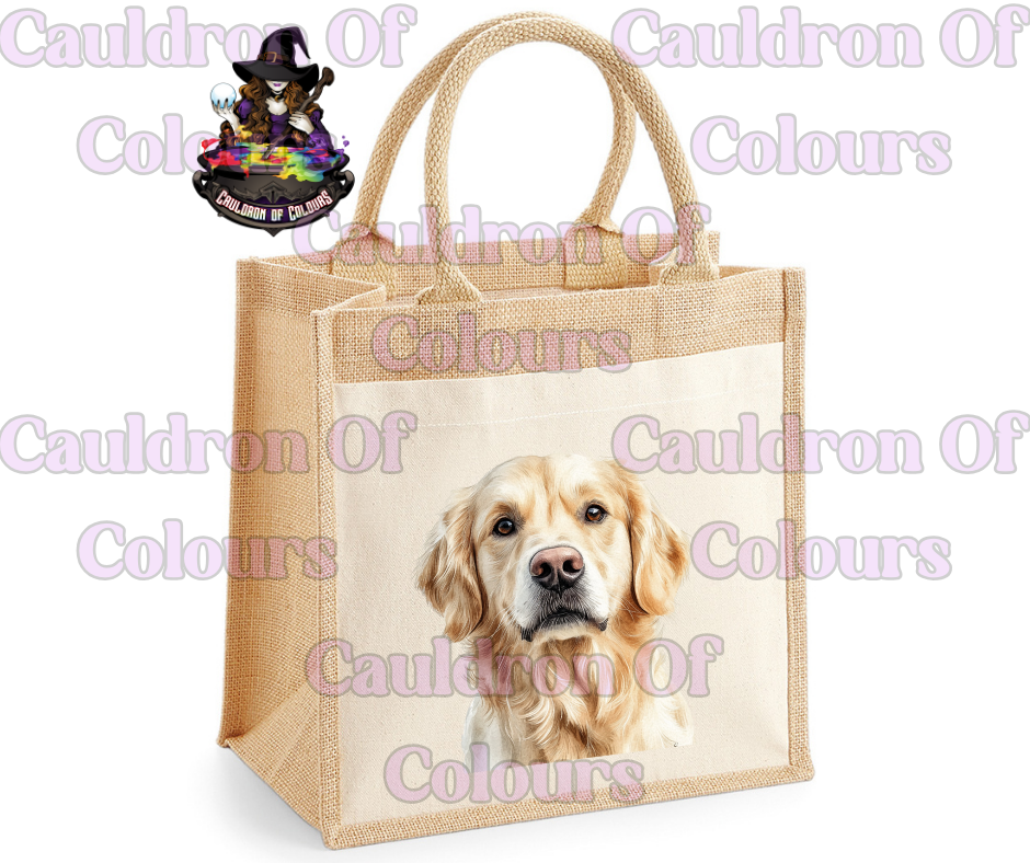 Golden Retriever Jute Tote Bag