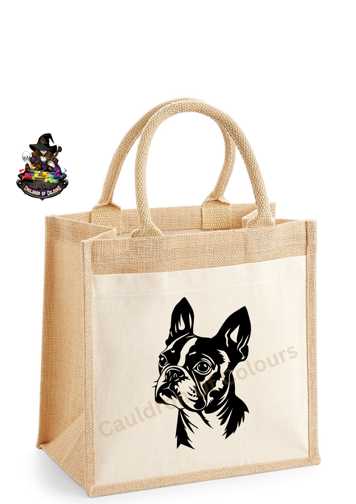 Boston Terrier Jute Tote Bag