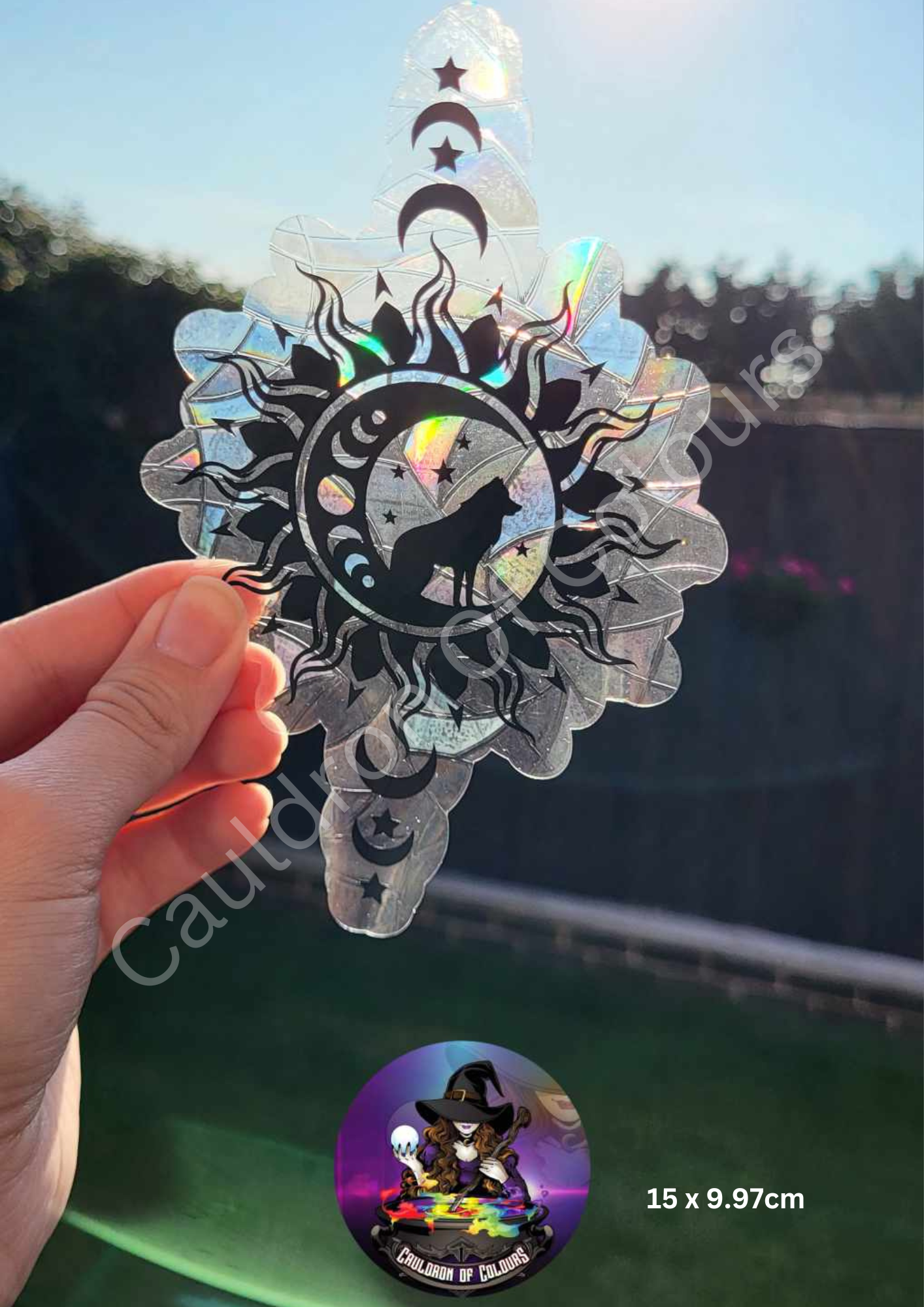 Celestial Wolf Suncatcher Window Cling