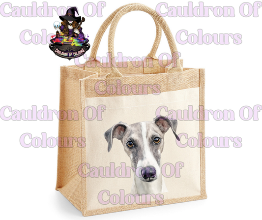 Whippet Jute Tote Bag