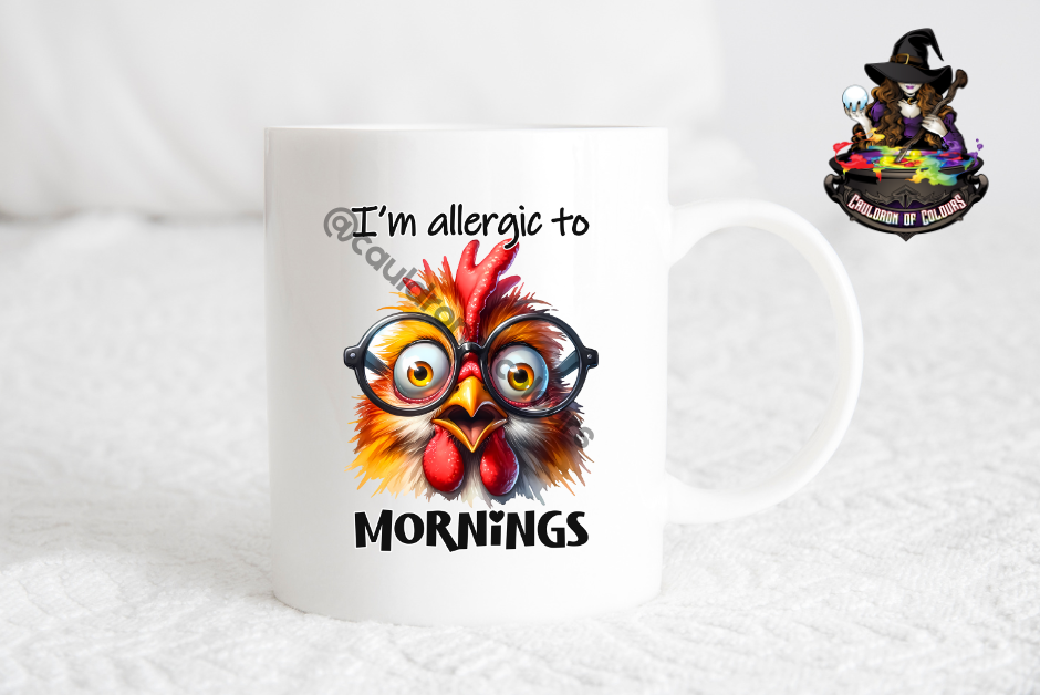 I'm allergic to mornings, 11oz Glossy Mug