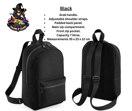 Black 7 Litre Backpack (with decal)