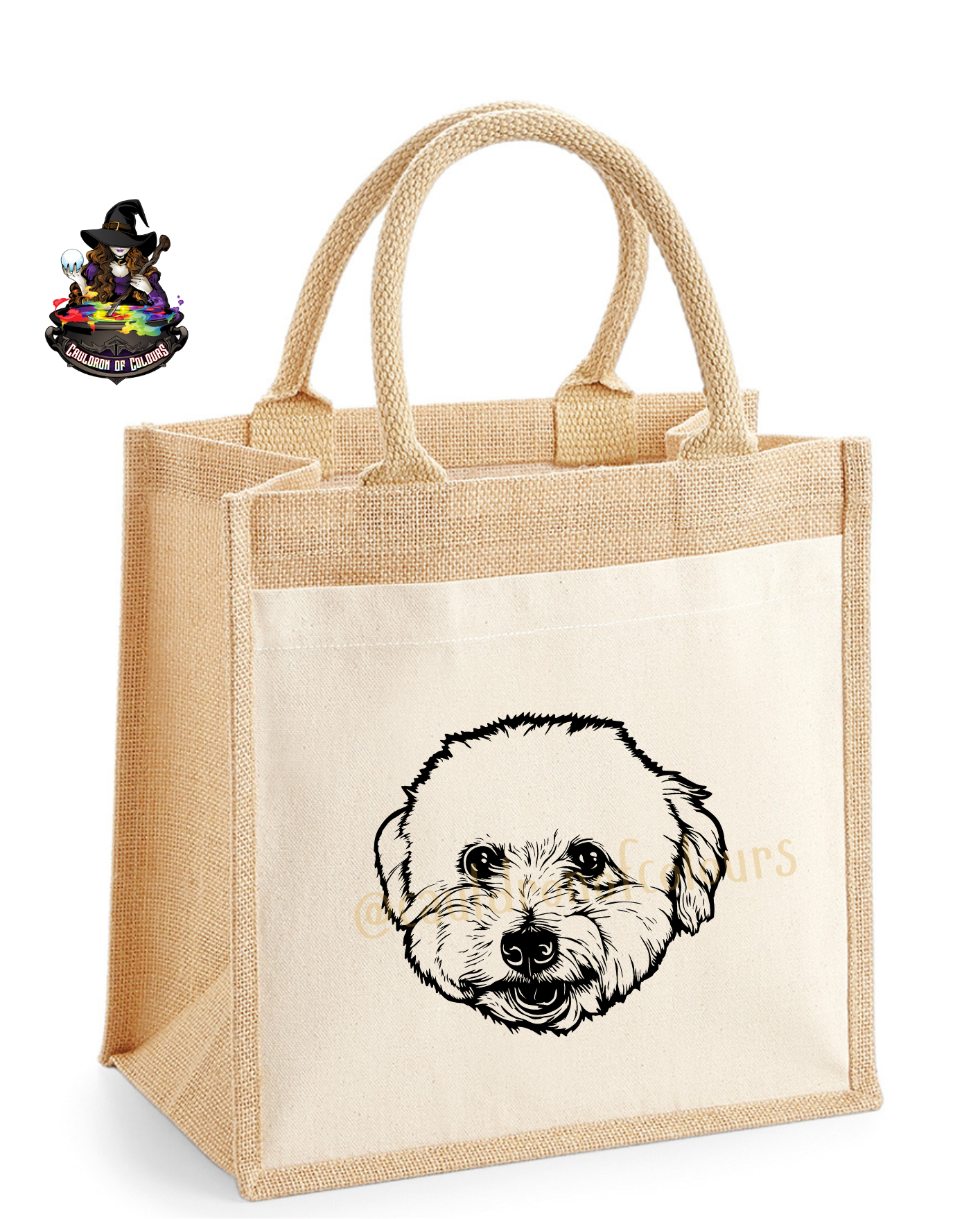 Bichon Frise Jute Tote Bag