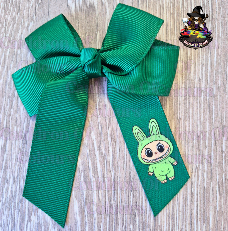 Forest Green 4" Bows with Green Monster