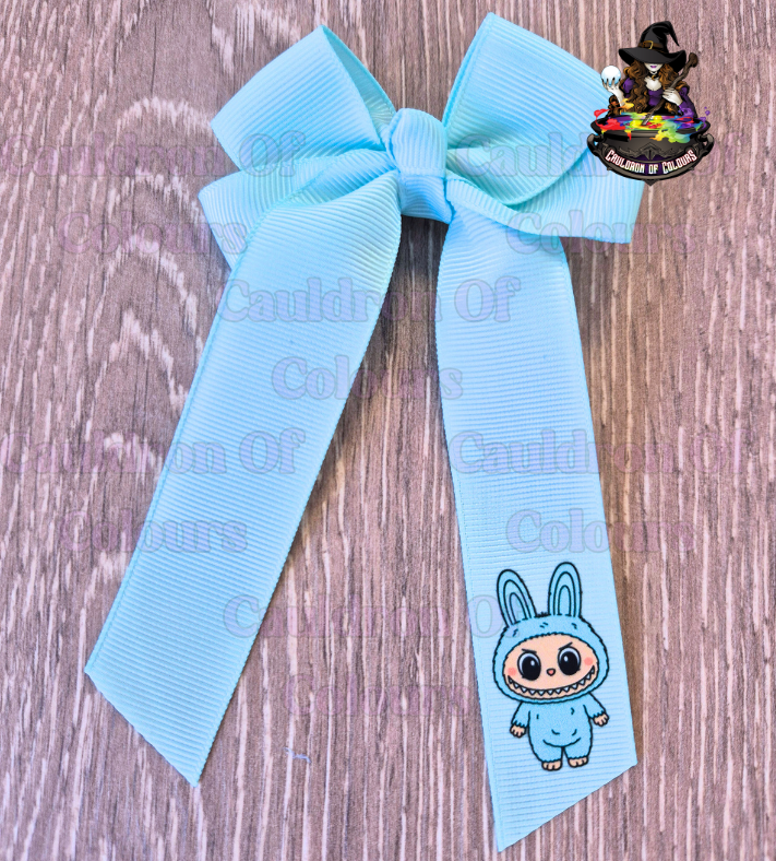 Crystalline 4" Bows with Turquoise Monster