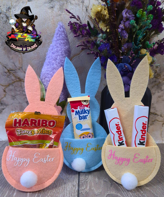 Personalised Felt Easter Bunny Cutlery/Money/Chocolate Holder
