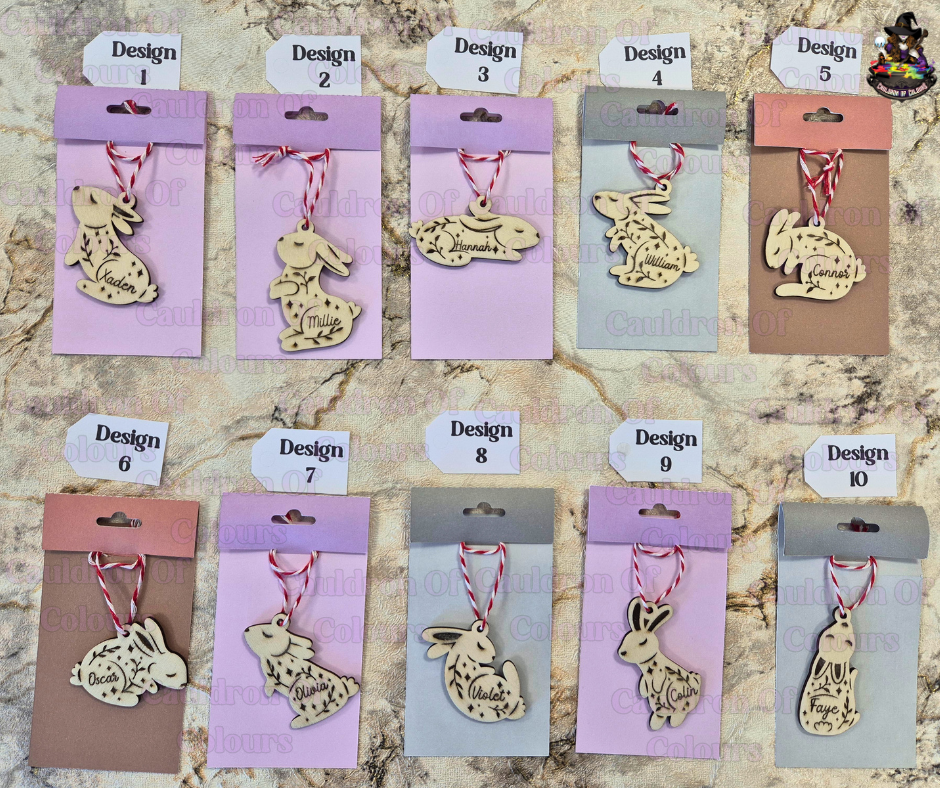 Laser cut & Engraved Easter Bunny Tags