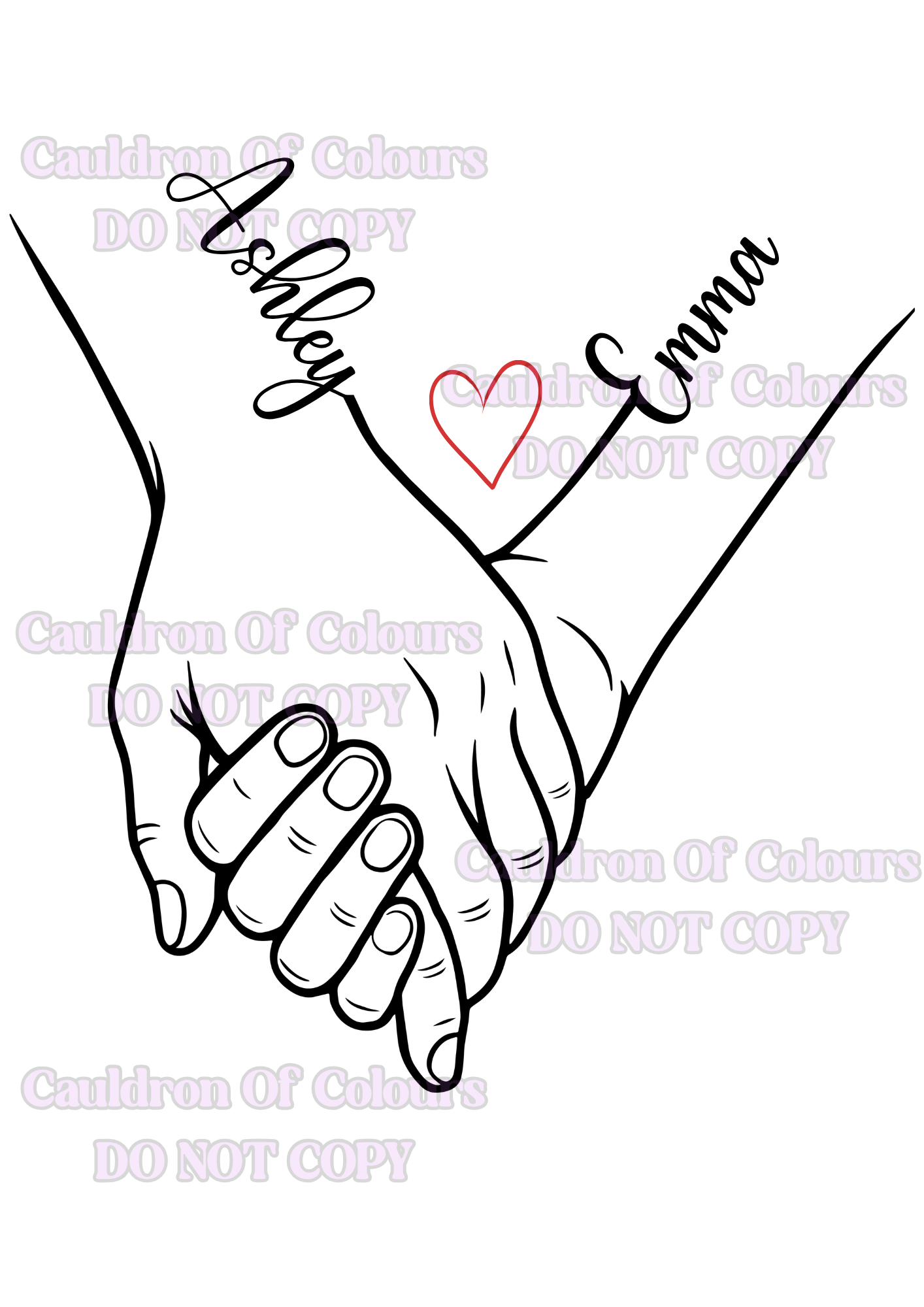 Personalised Holding Hands Couple Print A4 | Custom Anniversary, Wedding & Valentine Gift
