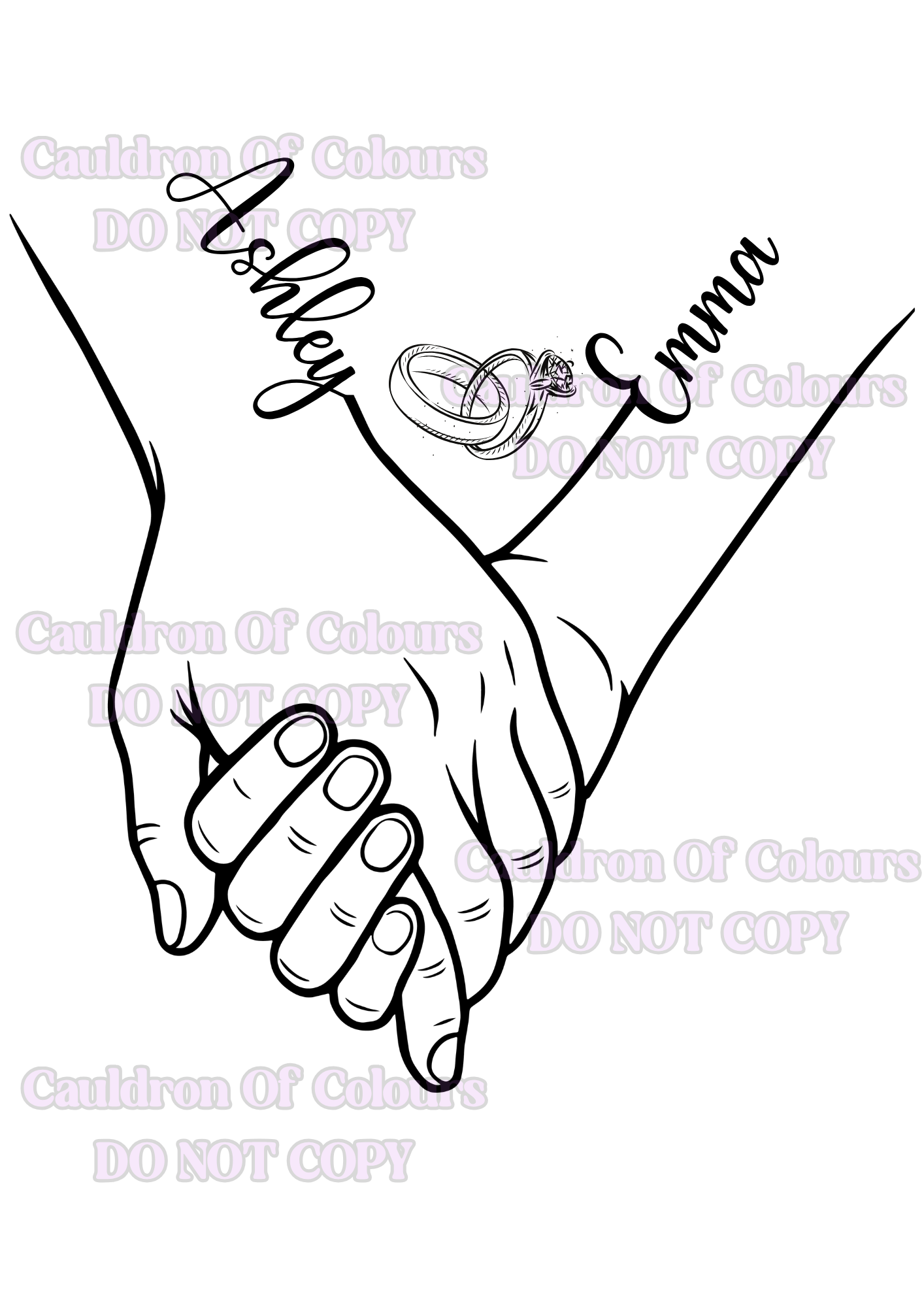 Personalised Holding Hands Couple Print A4 | Custom Anniversary, Wedding & Valentine Gift