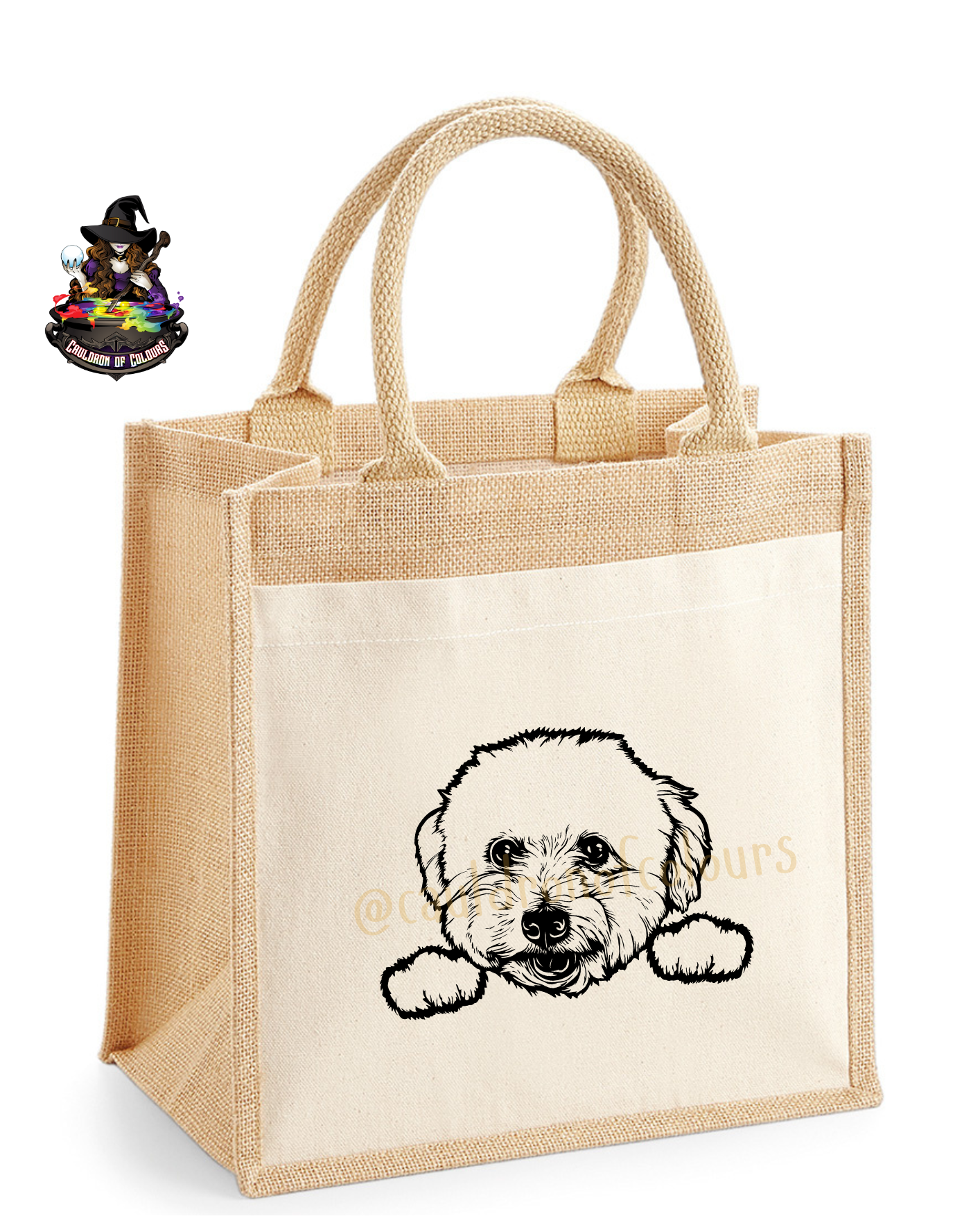 Bichon Frise Jute Tote Bag